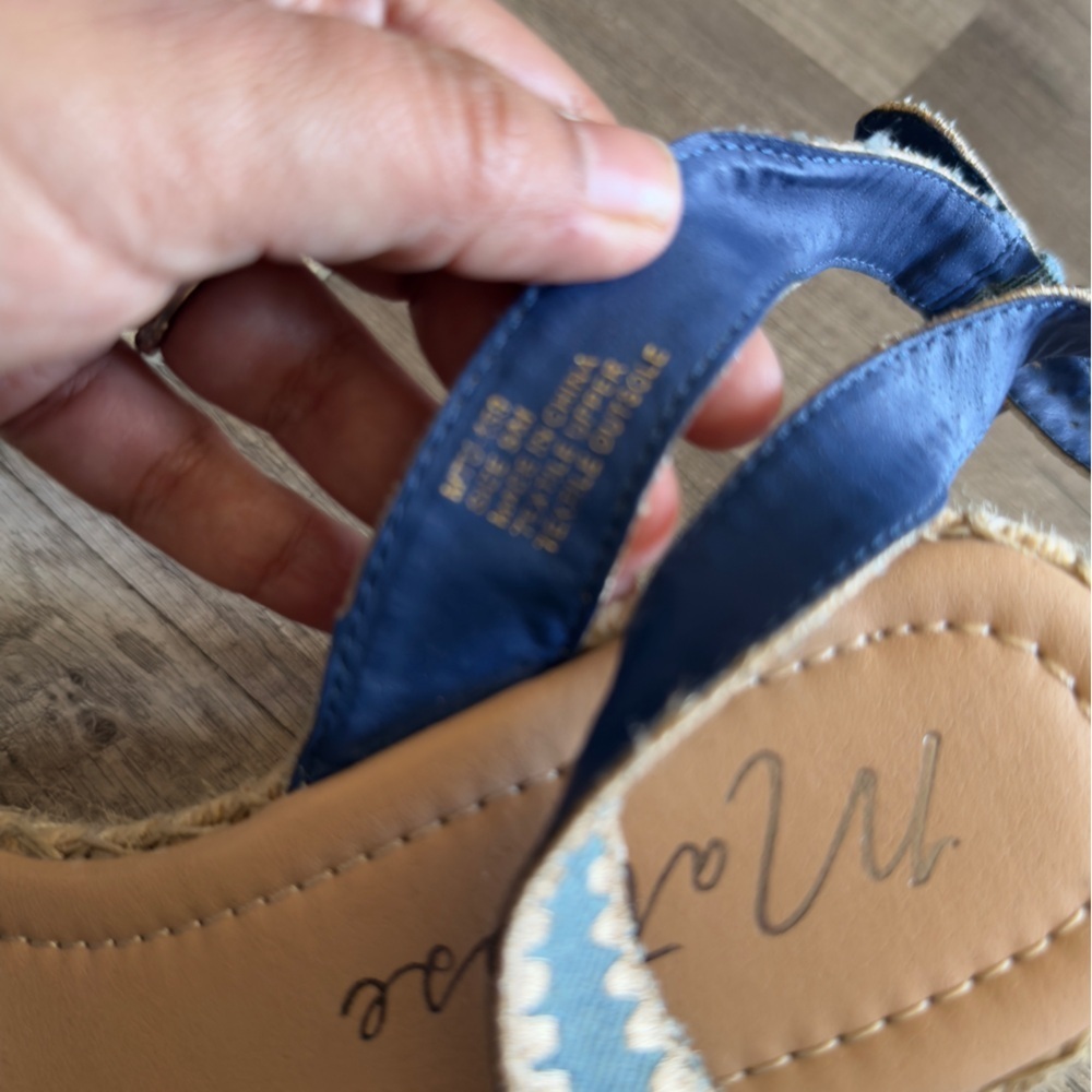 Matisse Strappy Wedge Sandals Blue Denim Sz 9 - Picture 3 of 7